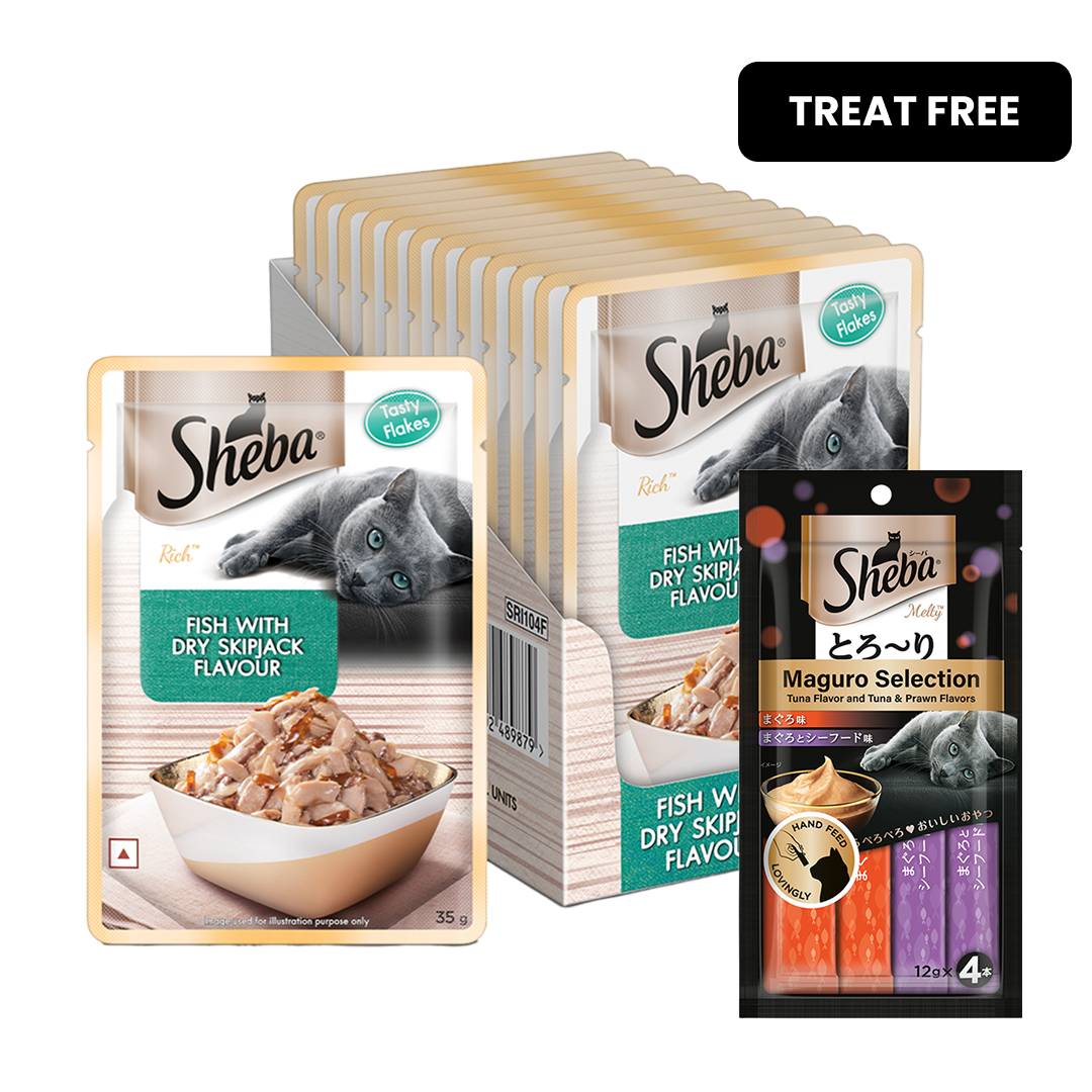 Sheba Fish with Dry Skipjack Premium Cat Wet Food image 2