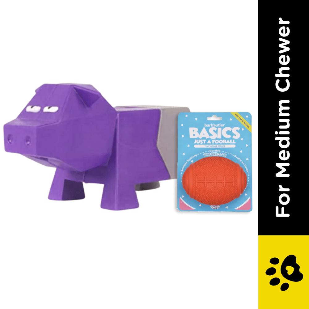 Barkbutler x Fofos Comic Farm Pig Toy & Football Chew Toy for Dogs (Pack of 2) image 2