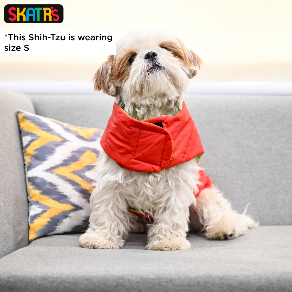 Skatrs Coral Red Puffer Reversible Jacket for Dogs and Cats | With Adjustable Baby Velcro image 10