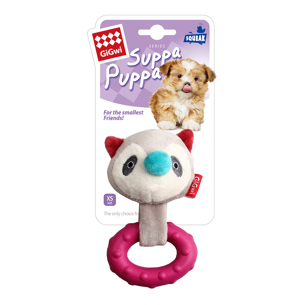 GiGwi Suppa Puppa Ring Raccoon Toy for Dogs (Pink) image 2