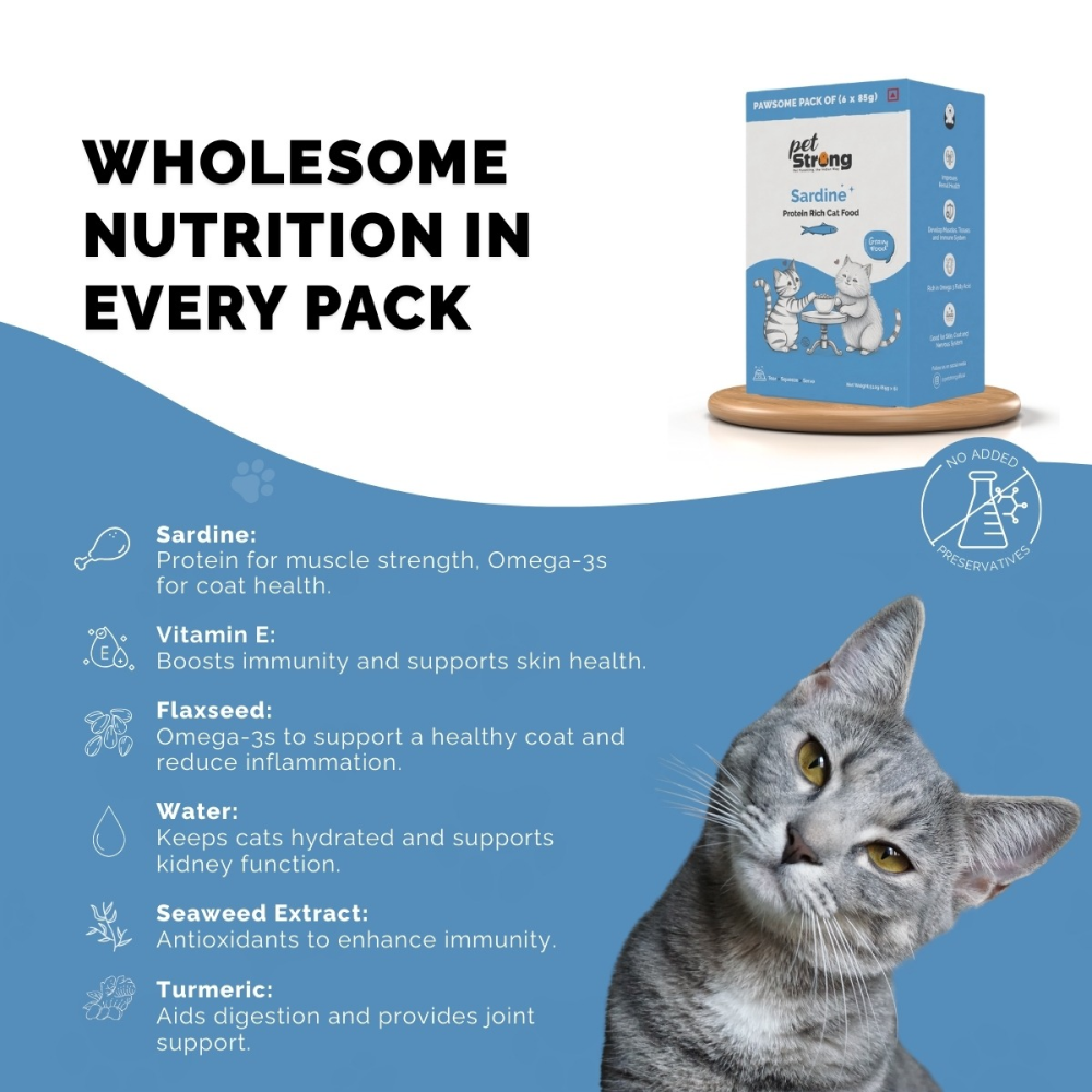 PetStrong Sardine & Mackerel and Seaweed in Gravy Cat Wet Food Combo image 4