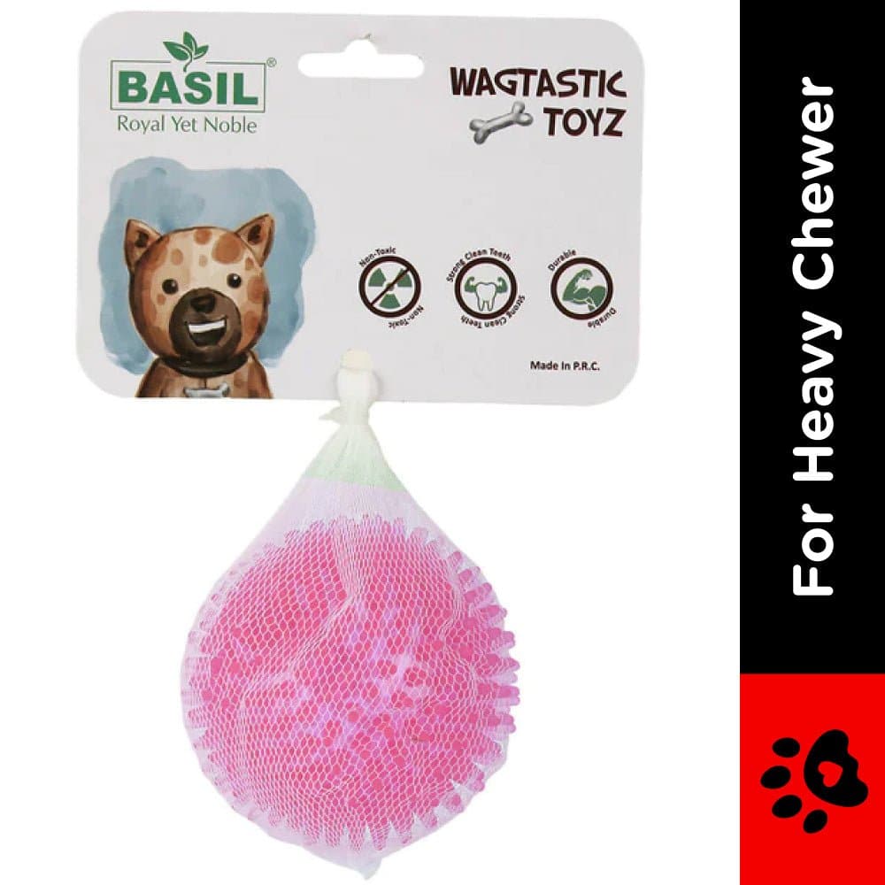 Basil Squeaky Rubber Ball Toy for Dogs (Pink) image 2