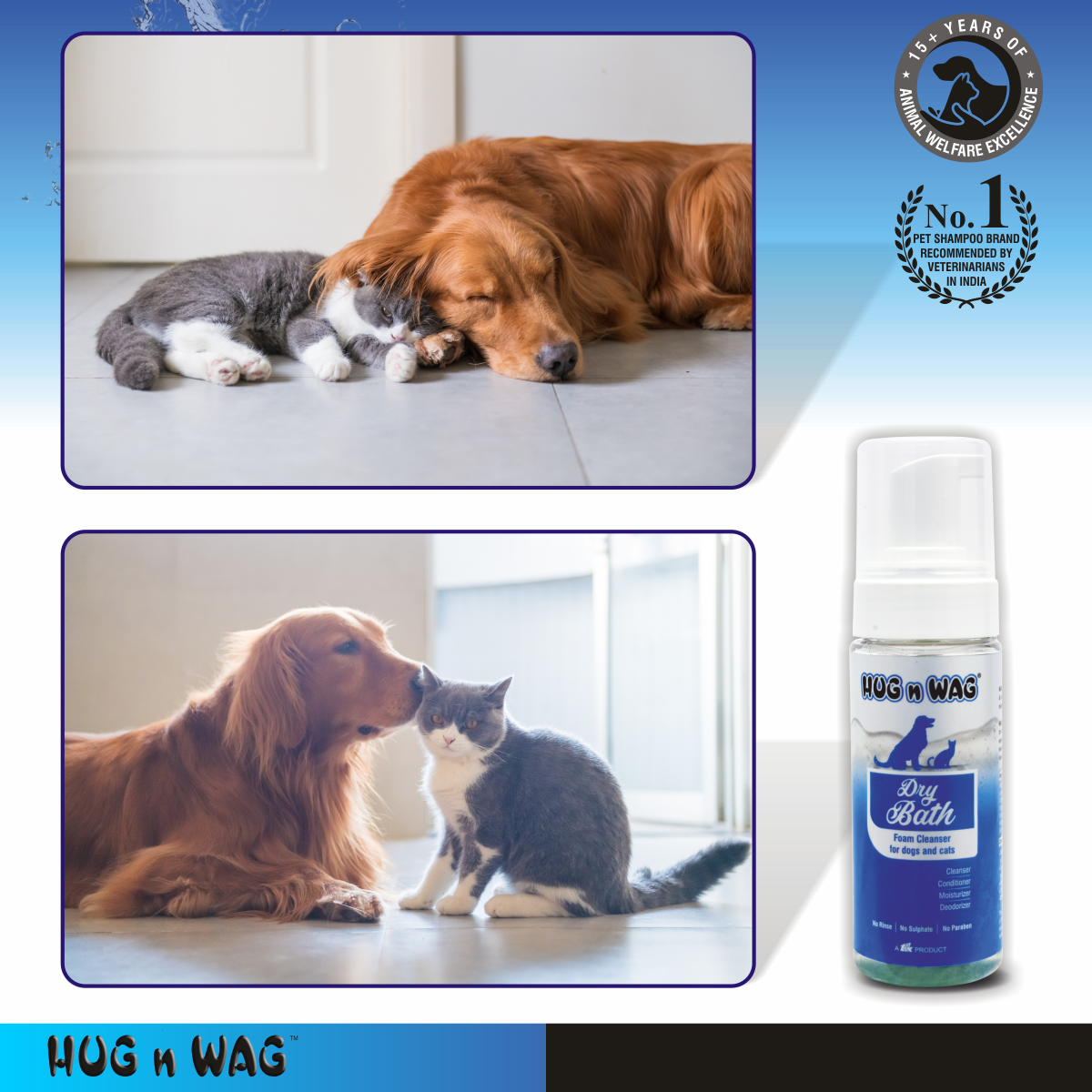 TTK Hug n Wag Dry Bath Foam Cleanser for Dogs and Cats image 5