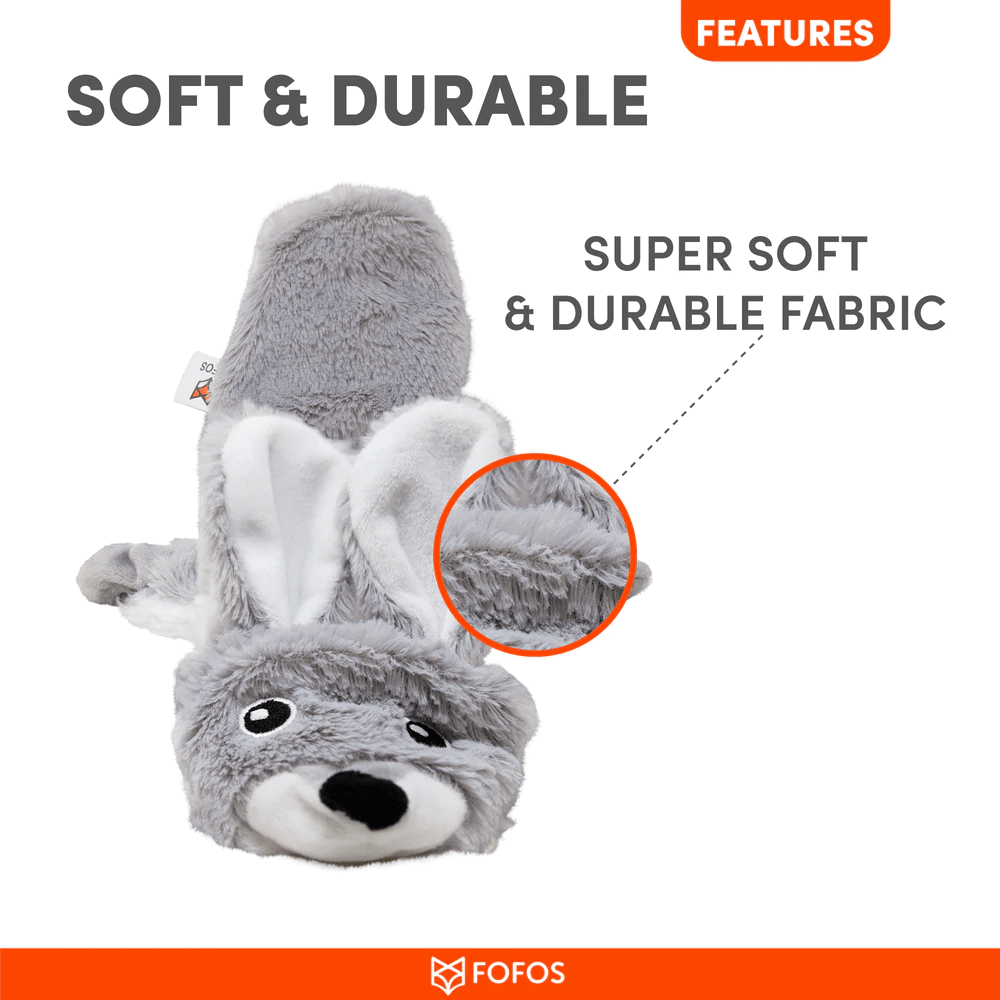 Barkbutler x Fofos Skinneez Rabbit Interactive Squeaky Toy for Dogs (Grey) image 6
