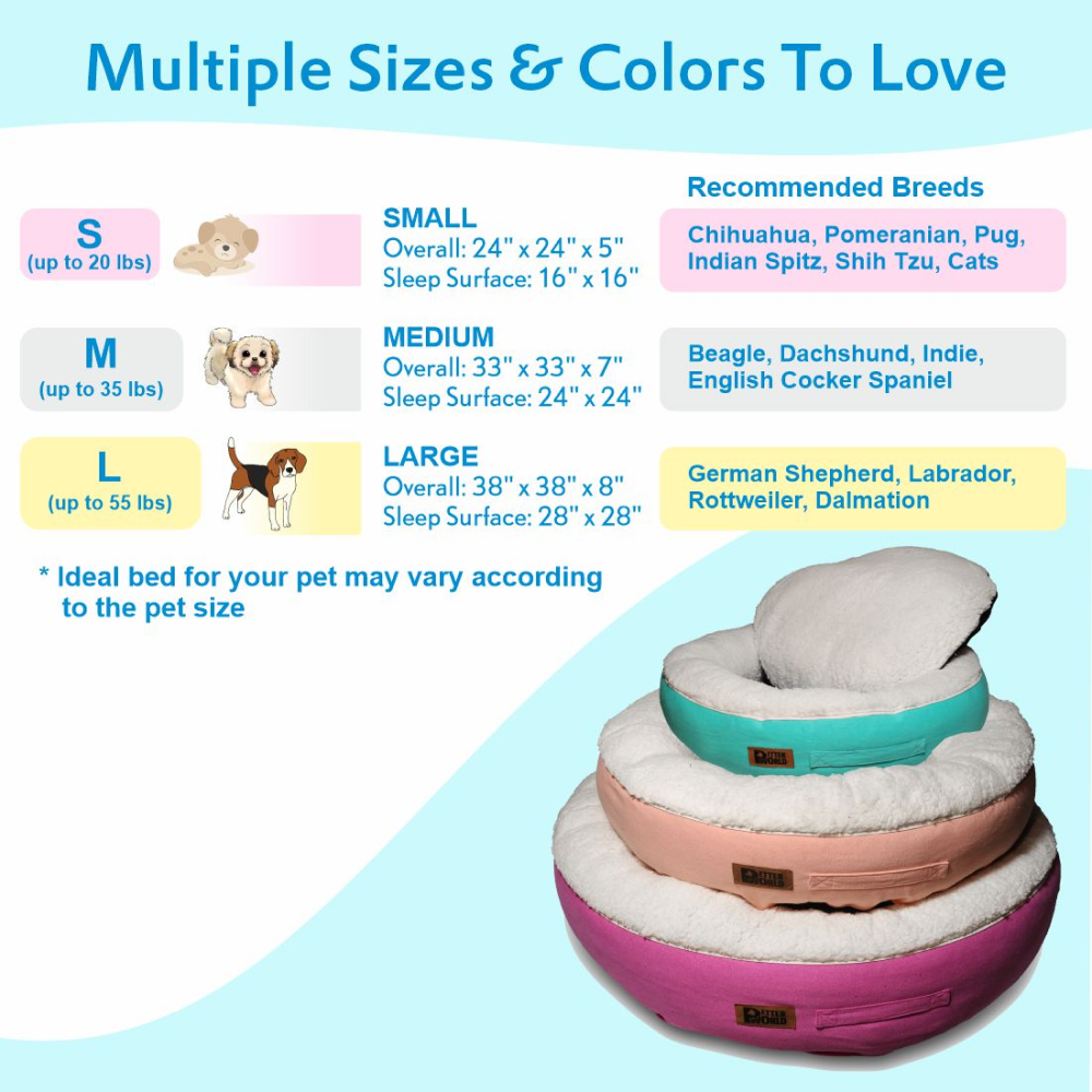 Petter World Ultra Luxury Cotton Canvas Donut Bed With Removable Sherpa Fur Cushion for Dogs (Turquoise) image 6
