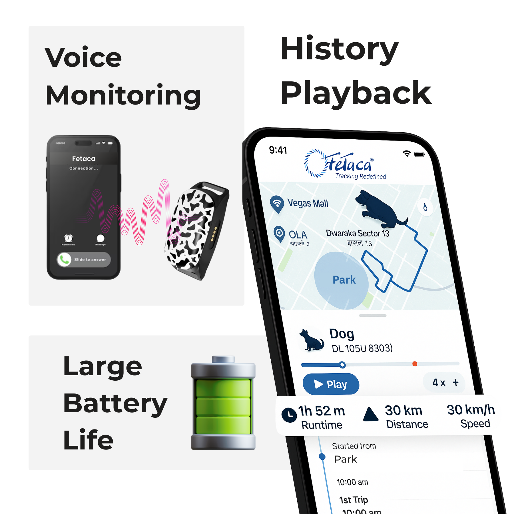 FeTaca G61 Smart 4G GPS Waterproof Collar Tracker with 12months Free Tracking & App Subscription for Dogs and Cats (White) image 7