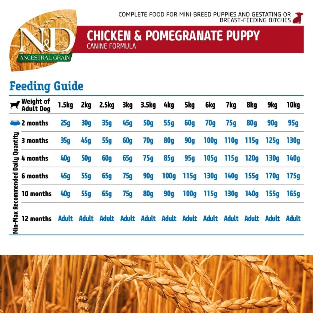 Farmina N&D Chicken & Pomegranate Ancestral Grain Puppy Mini Dog Dry Food image 7