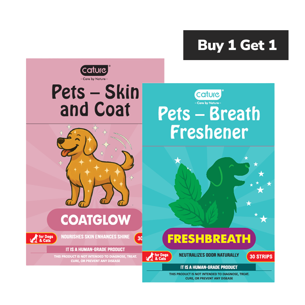 Cature Care by Nature Coatglow & Freshbreath Dissolving Oral Strips for Dogs and Cats (Buy 1 Get 1)