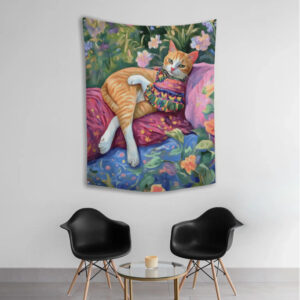 EverythingBoho Cat In Leisure Wall Art Tapestry Wall Art