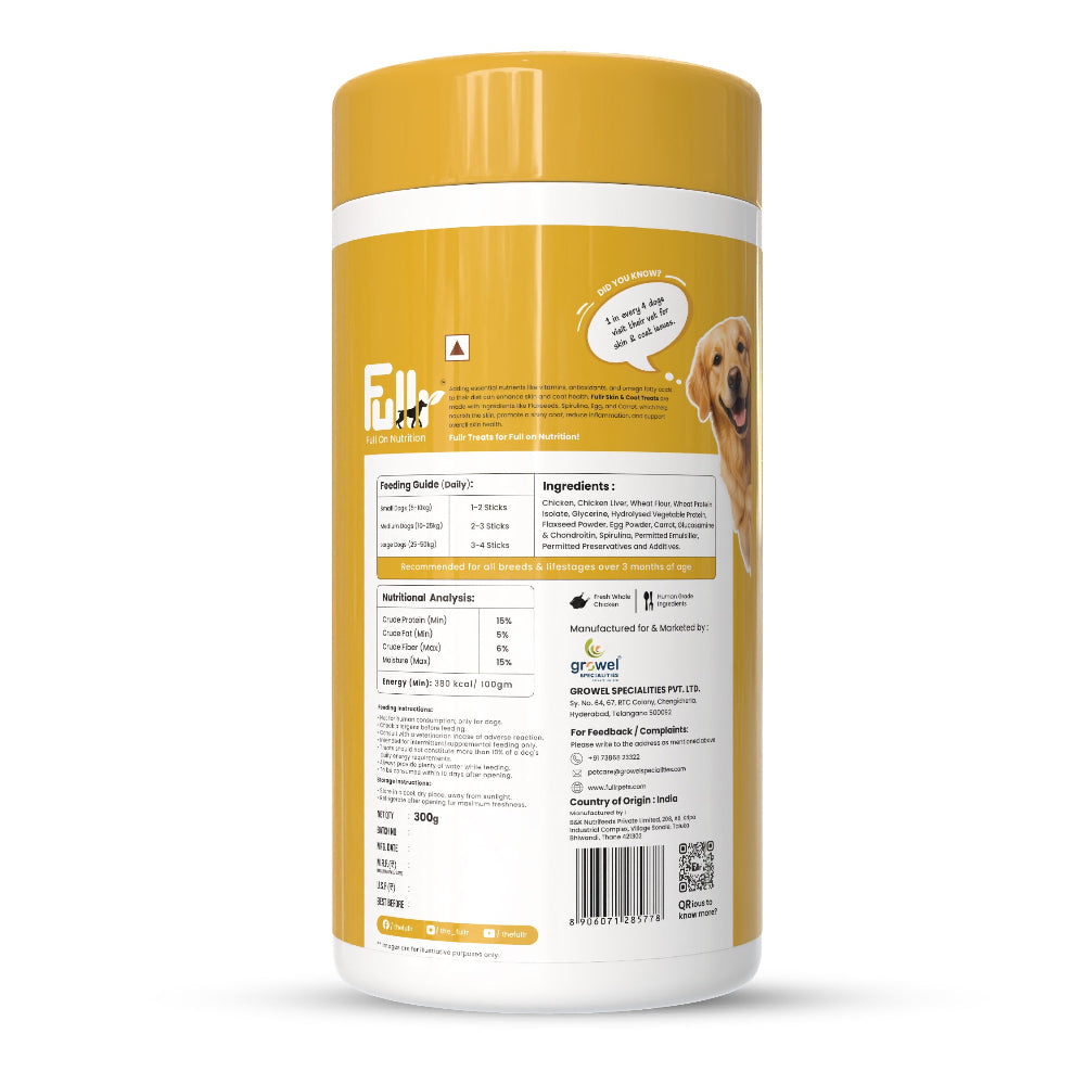 Fullr Skin & Coat Dog Treats Flaxseed & Spirulina Soft & Chewy Sticks for Dogs image 2