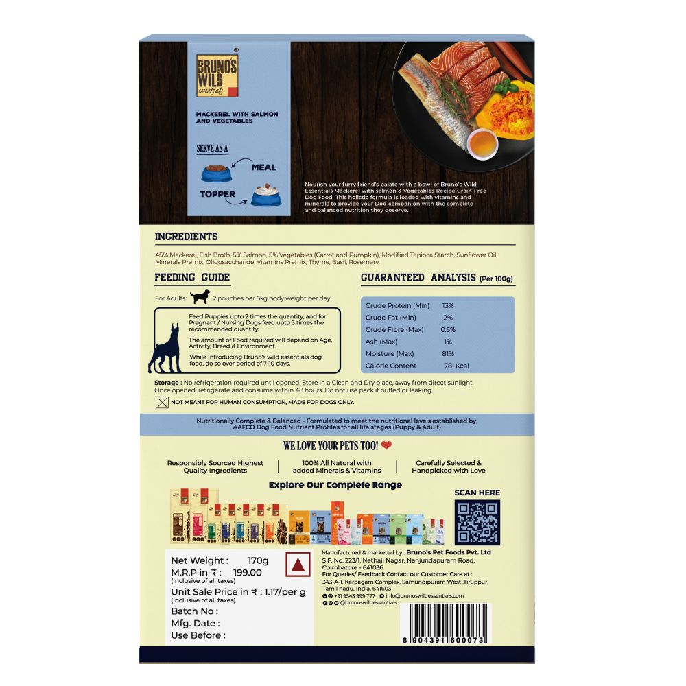 Bruno's Wild Essentials Mackerel with Salmon & Vegetables Dog Wet Food image 9