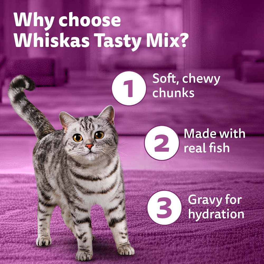 Whiskas Chicken With Tuna And Carrot in Gravy Tasty Mix Adult Cat Wet Food image 4