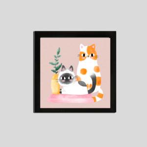 EverythingBoho Cat Sisters Framed Art (Black)