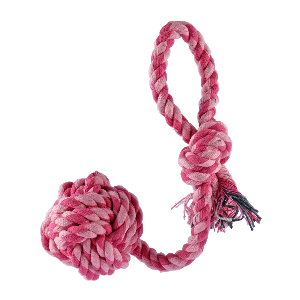 Trixie Playing Rope Loop with Woven in Ball Toy for Dogs (Pink) image 3