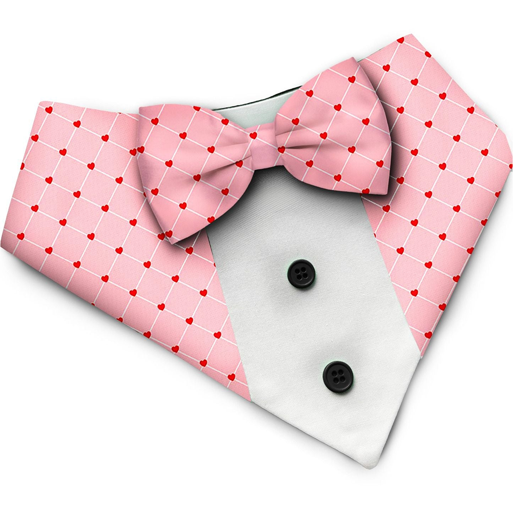 PawsIndia Valentines Edition Checks with Hearts Printed Tuxedo for Dogs and Cats