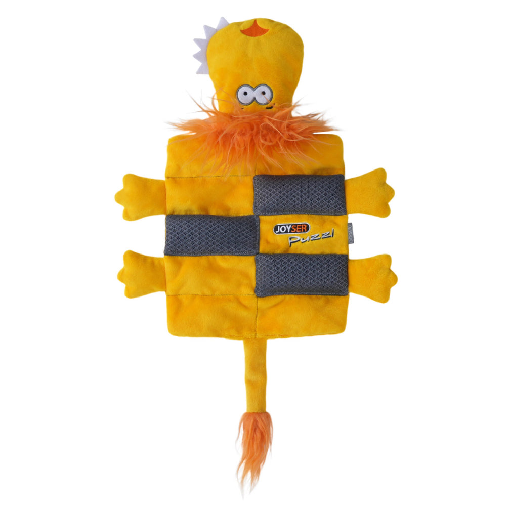 Joyser Puzzl Lion with 12 Squeakers for Dogs (Yellow)