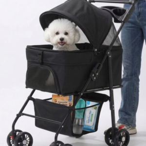 Skatrs Portable Pet Stroller for Small & Medium Dogs and Cats (Black)
