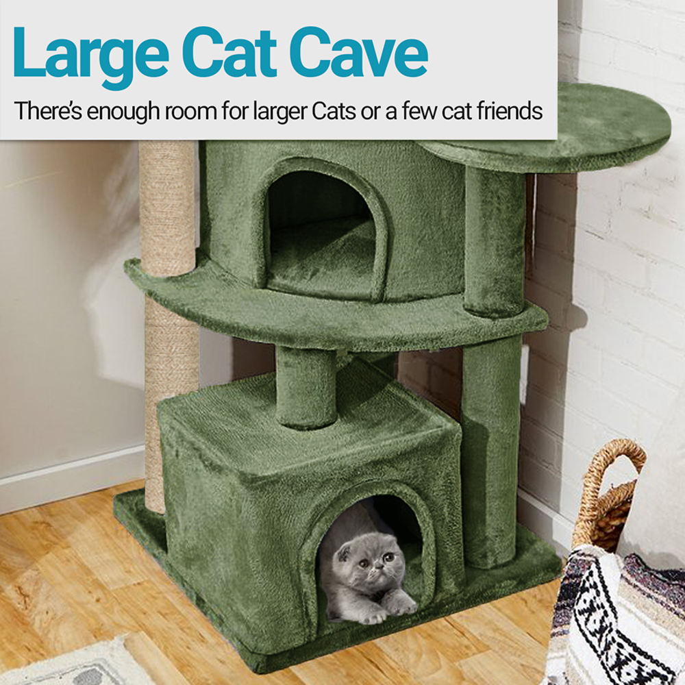 Furrlovers Multilevel Cat Tree with Scratching Posts, Condo & Top Bed with Jute Rope (Green) image 3