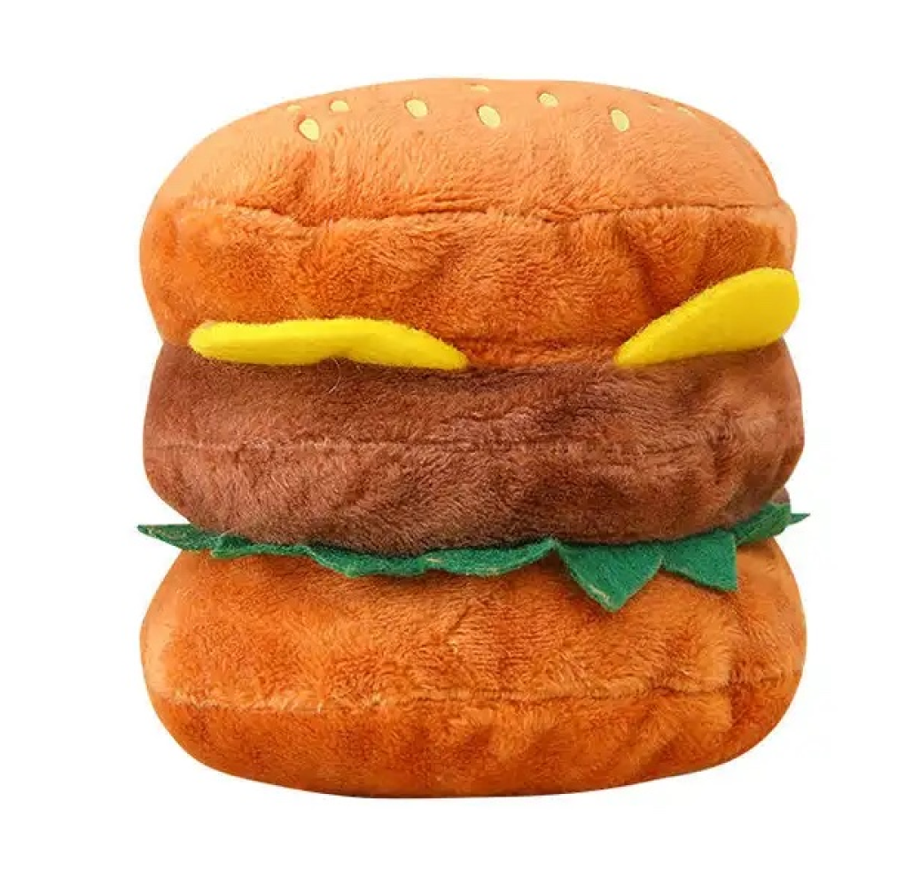 Talking Dog Club Ham Burger Plush Toy for Dogs (Brown) image 1
