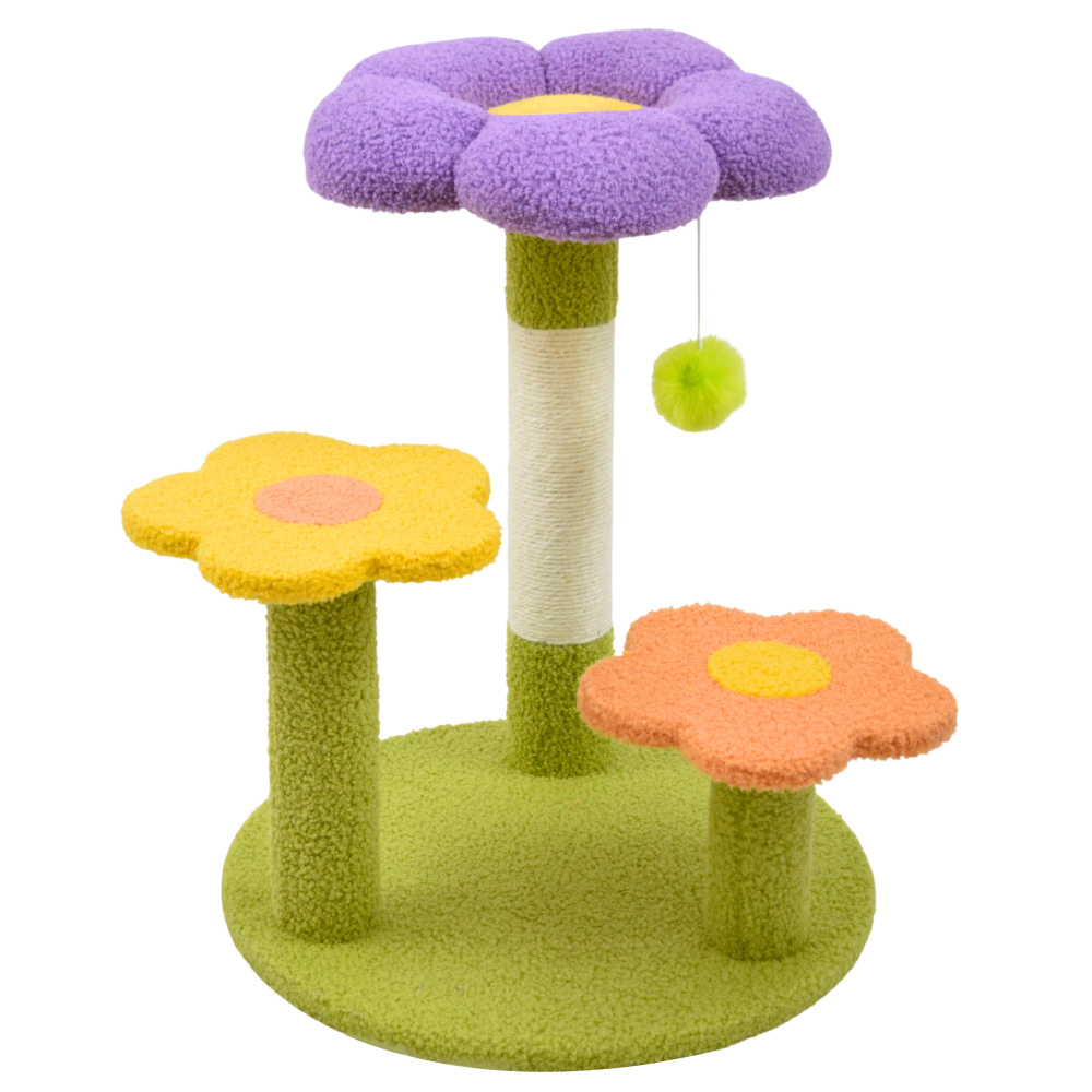 FurryLiving Petunia Multi Level Cat Tree with Scratching Post and Hanging Toy for Cats & Kittens