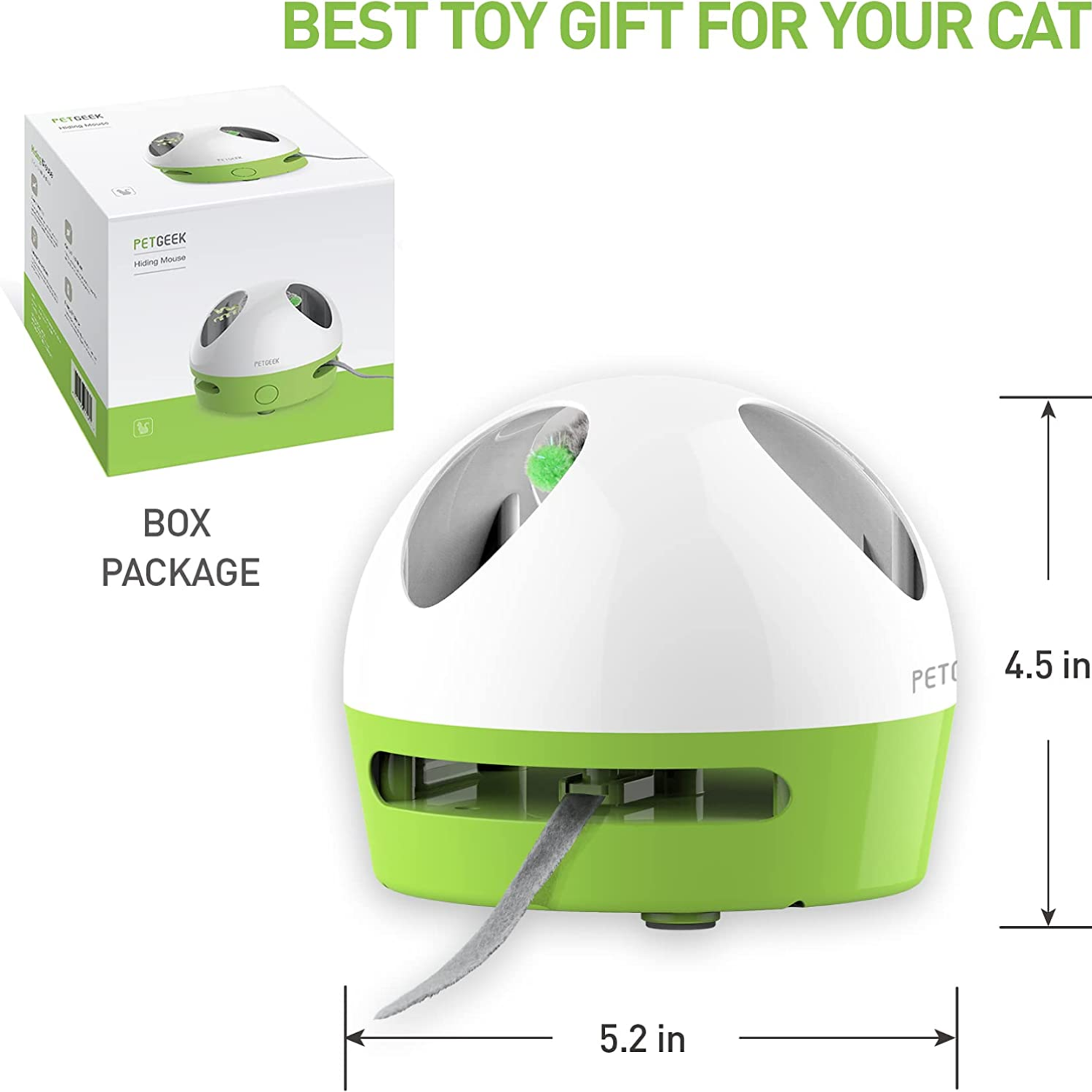 Pet Geek Hiding Mouse for Cats (White/Green) image 5