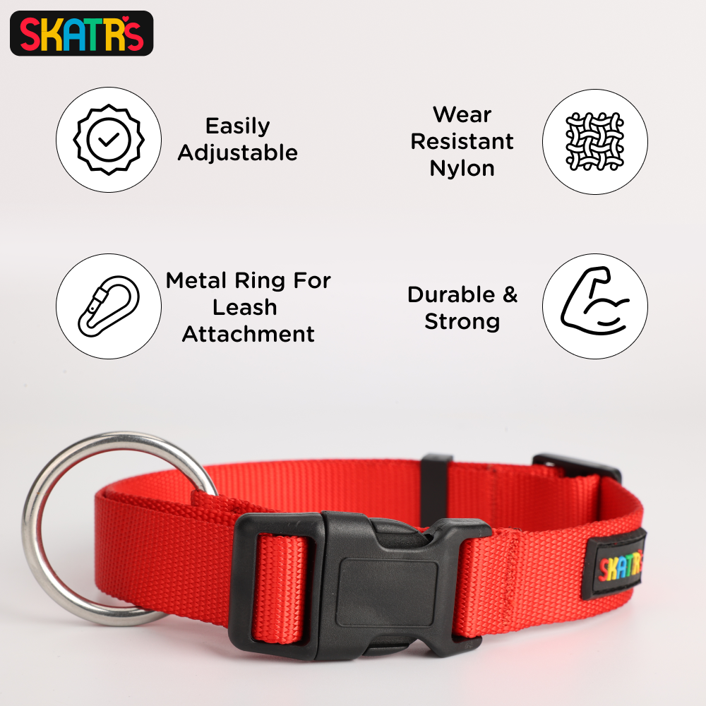 Skatrs Nylon Collar for Dogs and Cats (Red) image 3