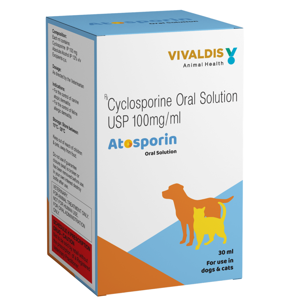 Vivaldis Atosporin (Cyclosporin) Oral Solution for Dogs & Cats (30ml) image 2