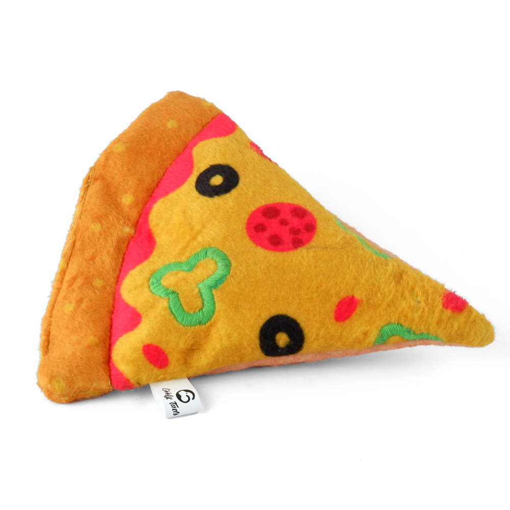 Goofy Tails Food Buddies Pizza Slice Plush Toy for Dogs | For Soft Chewers (Yellow) image 3