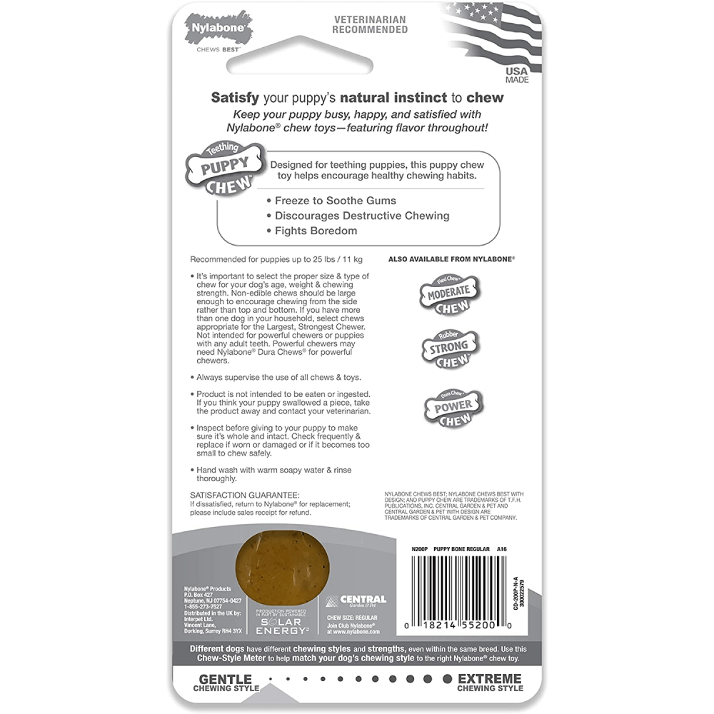 Nylabone Puppy Teething Chicken Flavoured Chew Bone Toy for Dogs (Brown) image 3