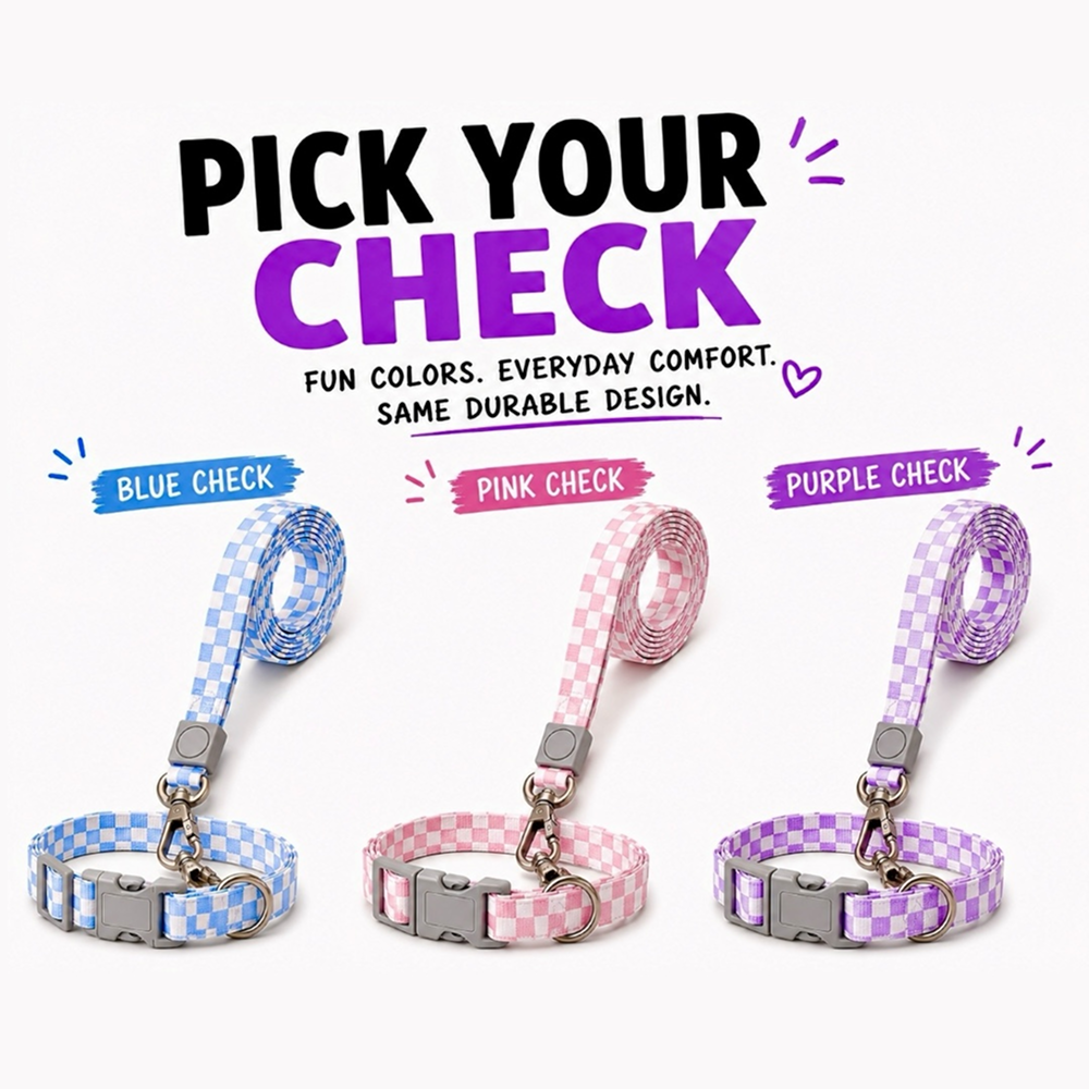 Talking Dog Club Checkmate Leash and Collar Combo (Purple) image 10