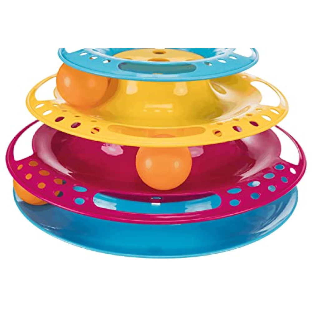 Trixie Circle Tower Catch the Balls Toy for Cats (Blue/Yellow/Pink) image 2