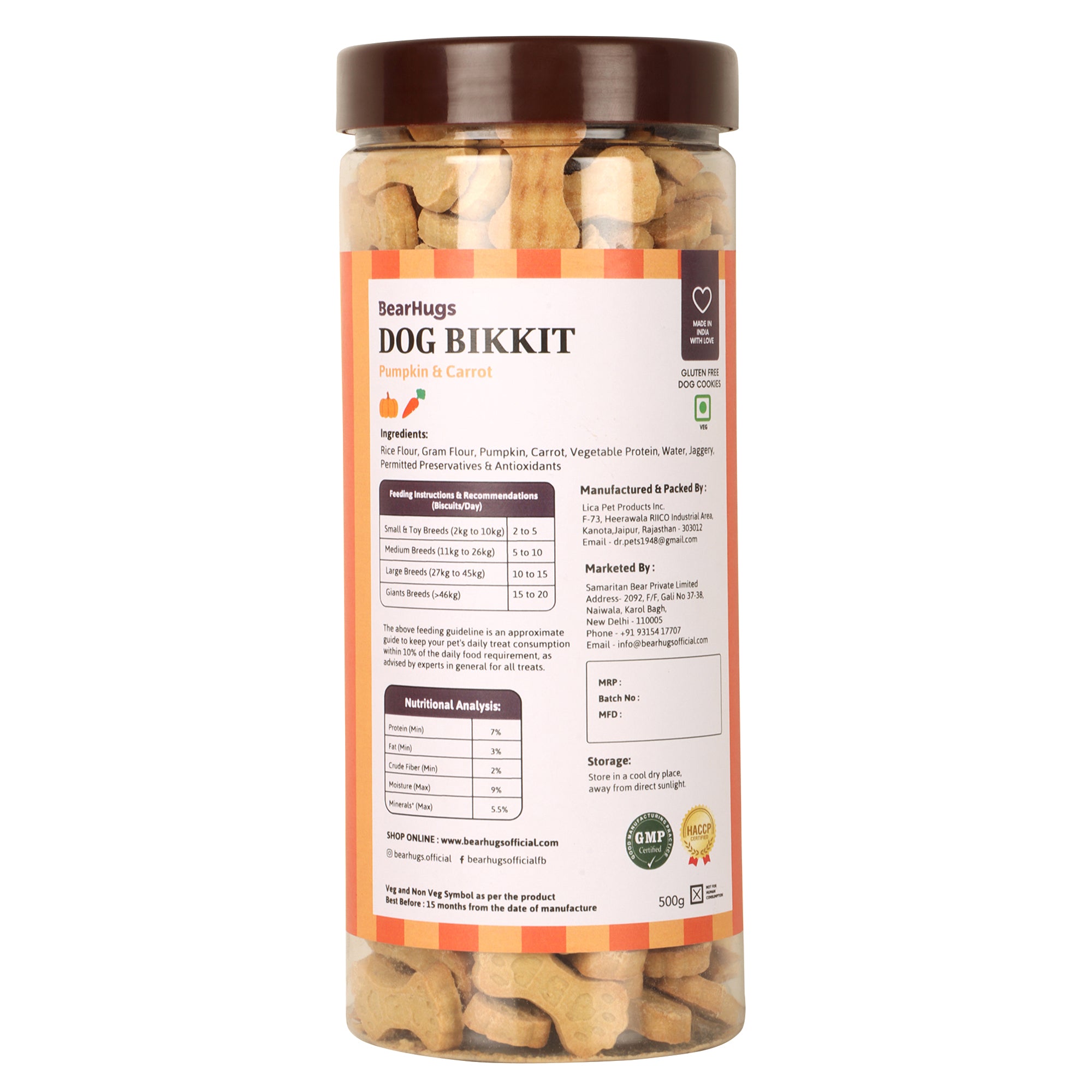 BearHugs Pumpkin & Carrot Bikkit Gluten Free Cookies Dog Treats image 10