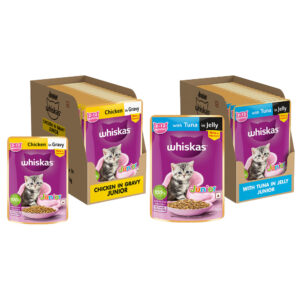 Whiskas Tuna in Jelly and Chicken in Gravy Meal Kitten Cat Wet Food Combo