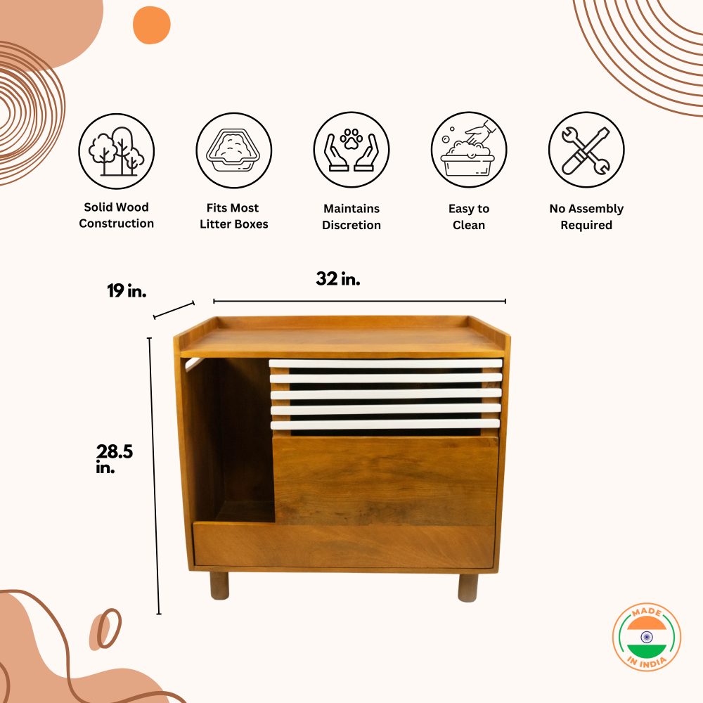 FurryLiving Lulu Litter Cabinet for Cats (Honey) image 3
