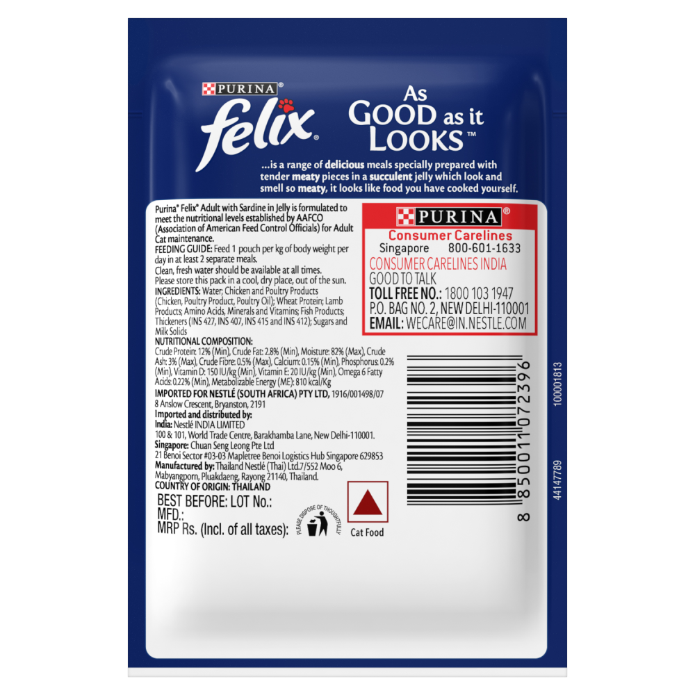 Purina Felix with Sardine in Jelly Complete and Balanced Adult Cat Wet Food image 9
