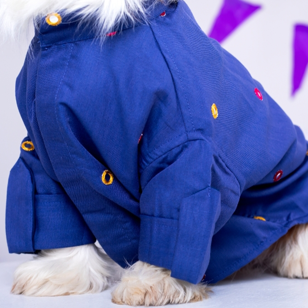 15 Furries Mirrorwork Kurta for Dogs (Persian Blue) image 3