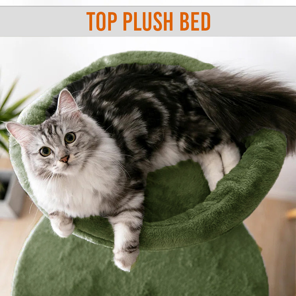 Furrlovers Multi Level Cat Tree Tower with Scratching Posts, Hammock & Condo (Green) image 4