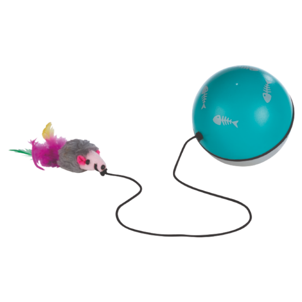 Trixie Turbinio Ball with Motor and Mouse Toy for Cats (Blue/White) image 2