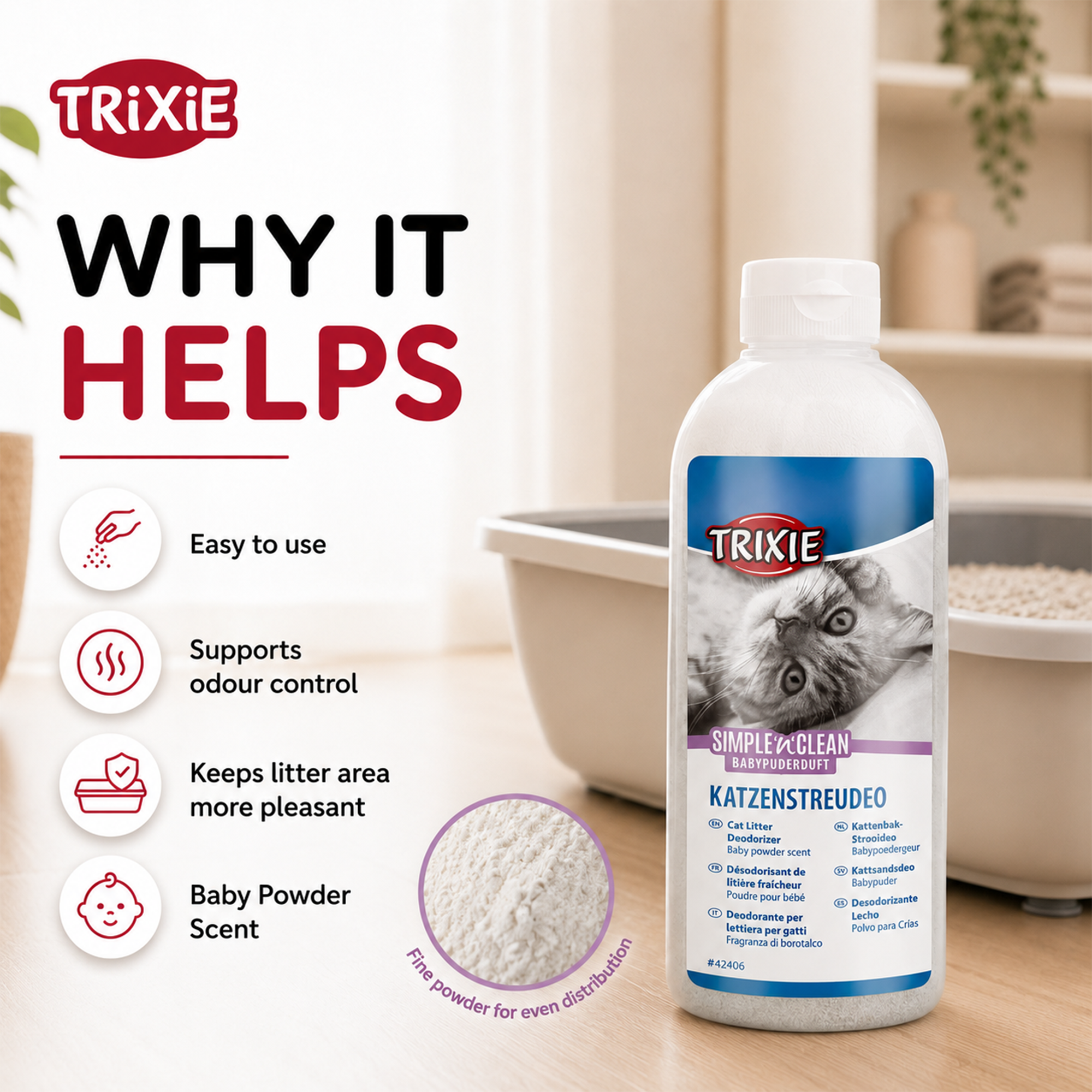 Trixie Simple N Clean Baby Powder Litter Deodorizer for Cats image 4