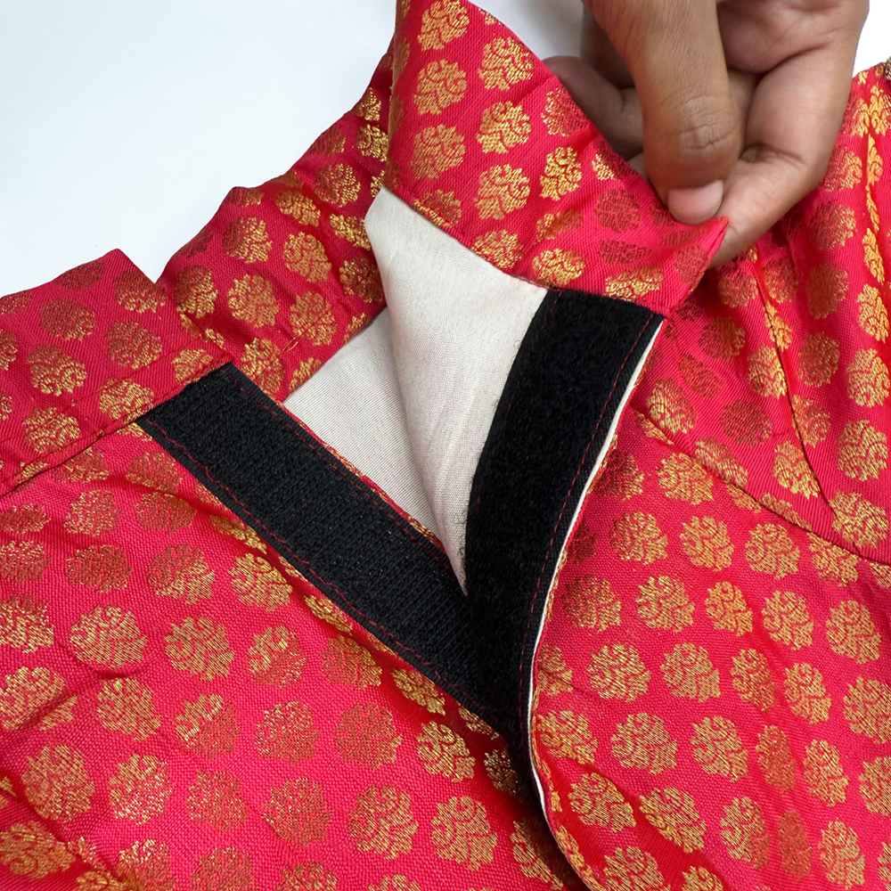 Pawsindia Traditional Royal Brocade Dress for Dogs (Red) image 4