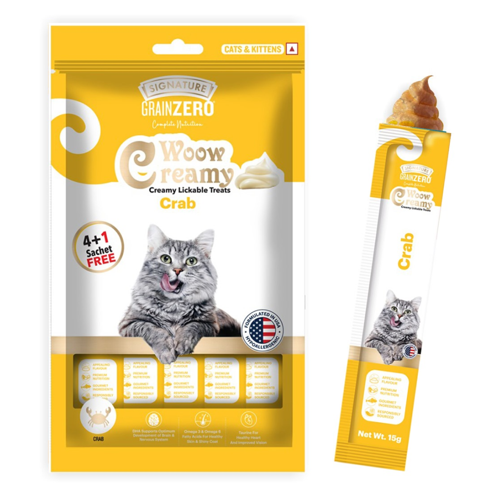 Signature Grain Zero Crab and Bonito & Scallop Lickable Creamy Treats for Cats Combo image 6