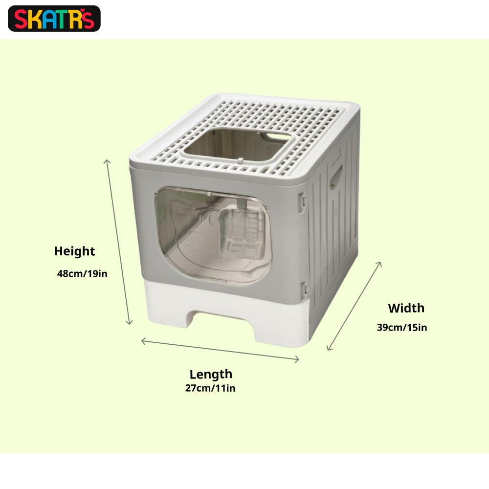 Skatrs Foldable Covered Cat Litter Box with Anti-Spill Tray Easy Cleaning Spacious Design Top and Side Openings Litter Tray for Cats and Kittens image 2