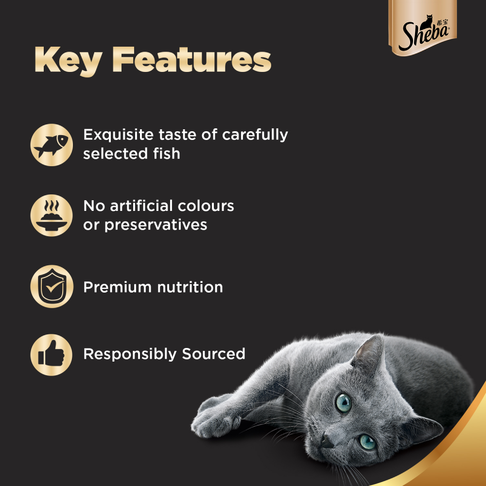 Sheba Skipjack & Salmon Fish, Maguro & Bream and Fish with Sasami Flake Premium Cat Wet Food Combo image 2
