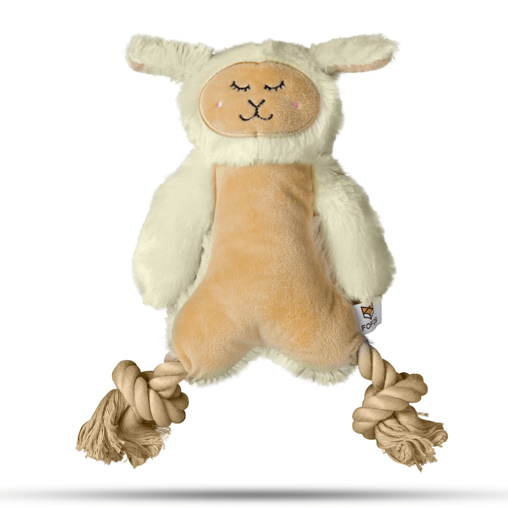 Barkbutler x Fofos Ropeleg Plush Sheep Toy for Dogs | For Medium Chewers (White) image 6
