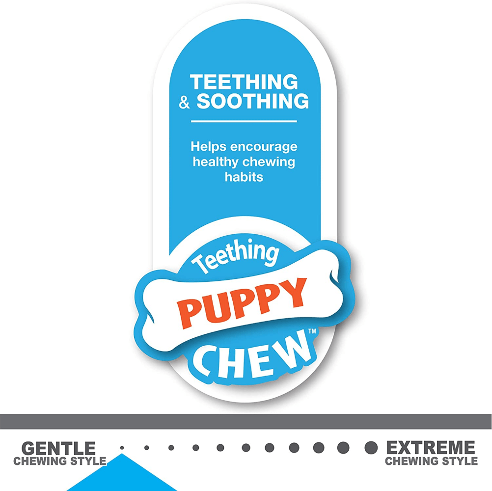 Nylabone Puppy Teething Chicken Flavoured Dental Bone Chew Toy for Dogs (Blue) image 3