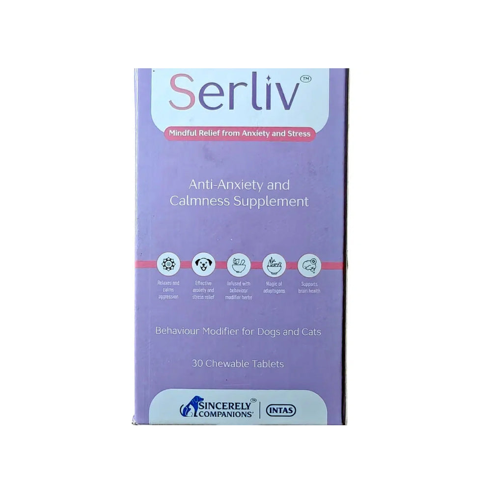 Intas Serliv Tablets Anti Anxiety and Calming Supplement for Dogs & Cats image 2