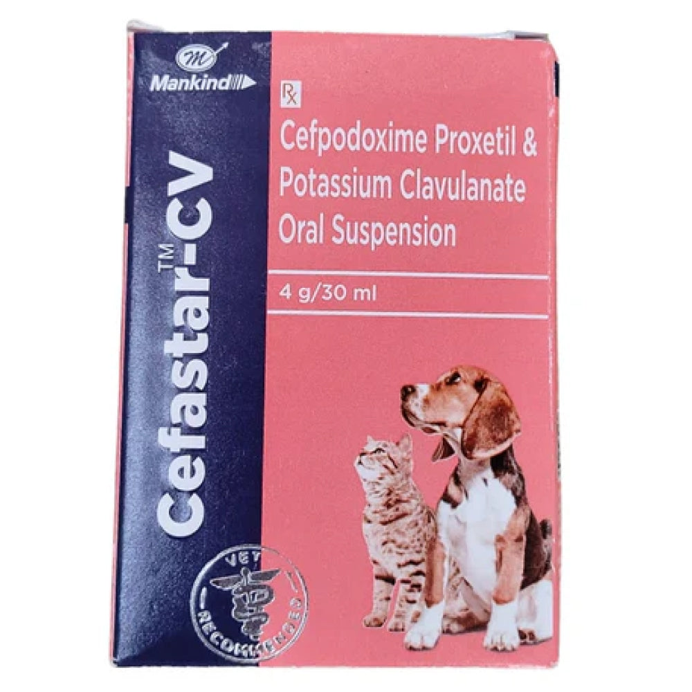 Mankind Cefastar CV  Dry Syrup (Cefpodoxime Proxetil) Oral Suspension for Dogs and Cats