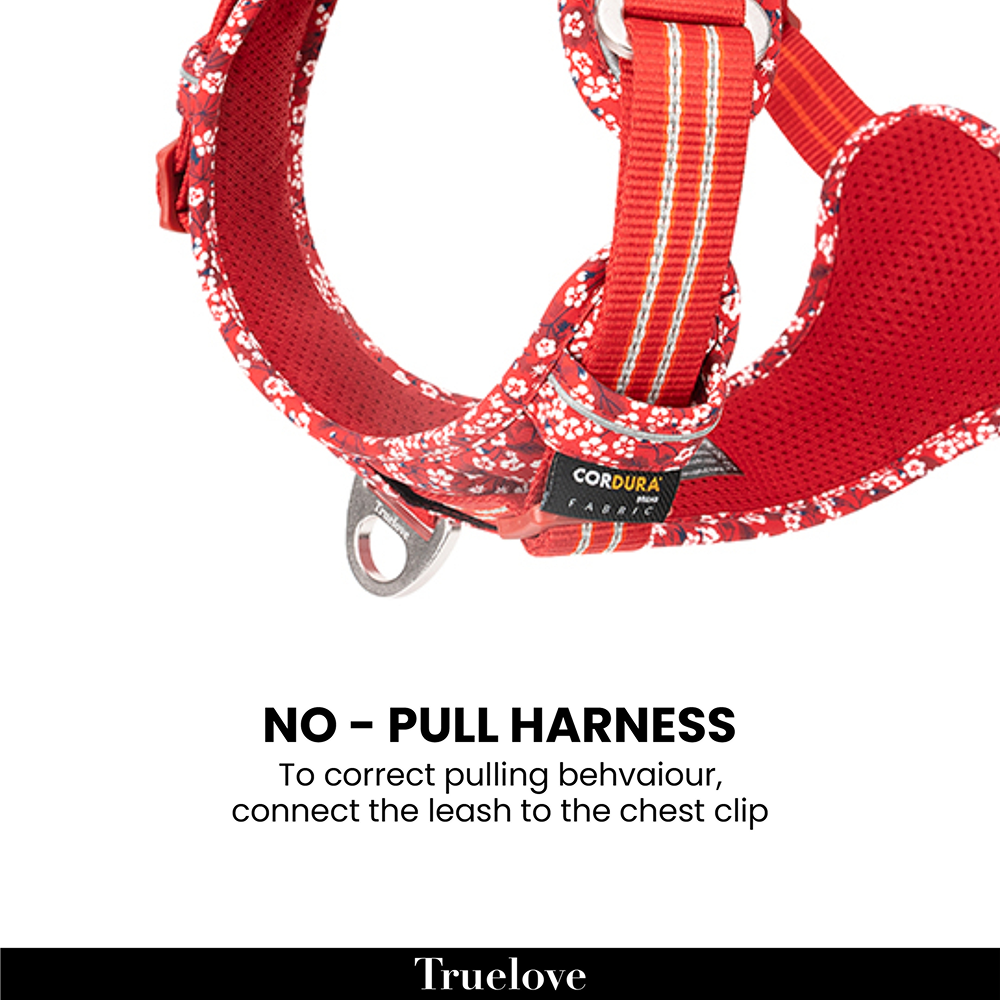Truelove Floral No Pull Pet Harness for Dogs (Poppy Red) image 3