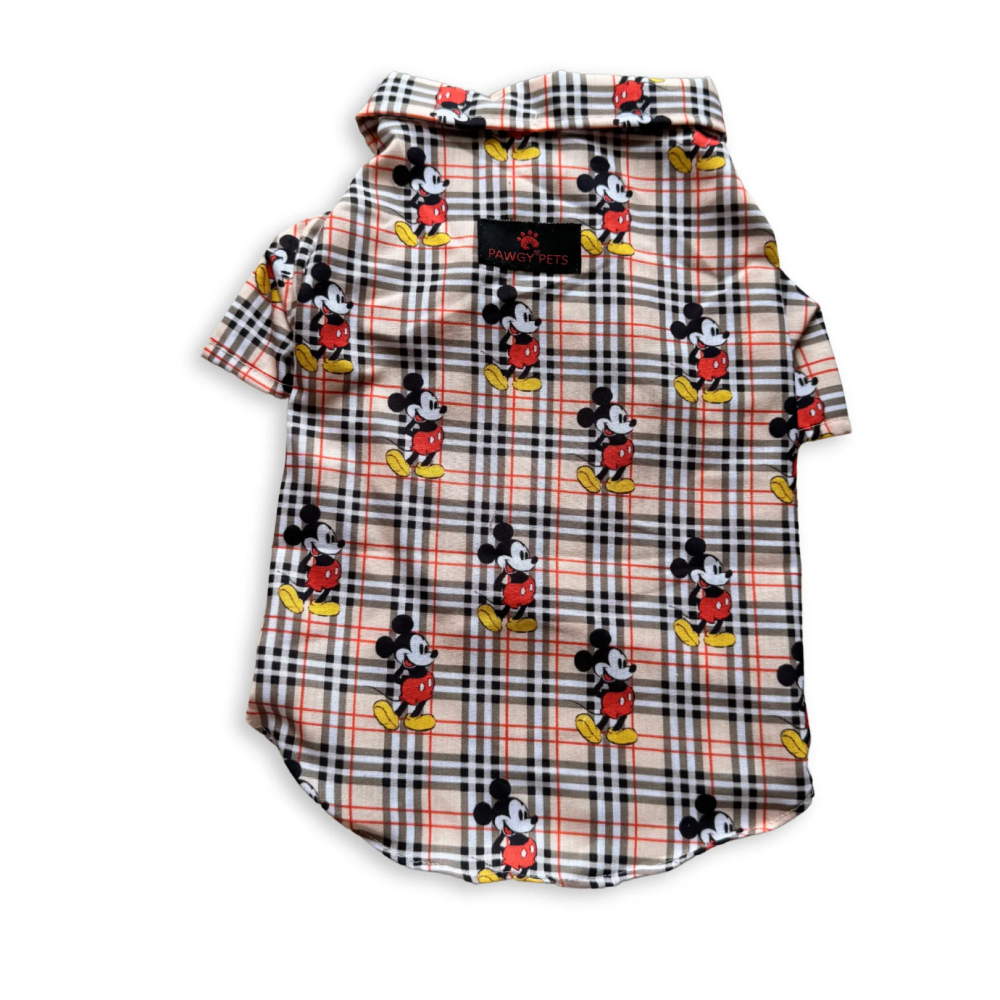 Pawgypets Mickey Check Shirt for Dogs (Beige) image 4