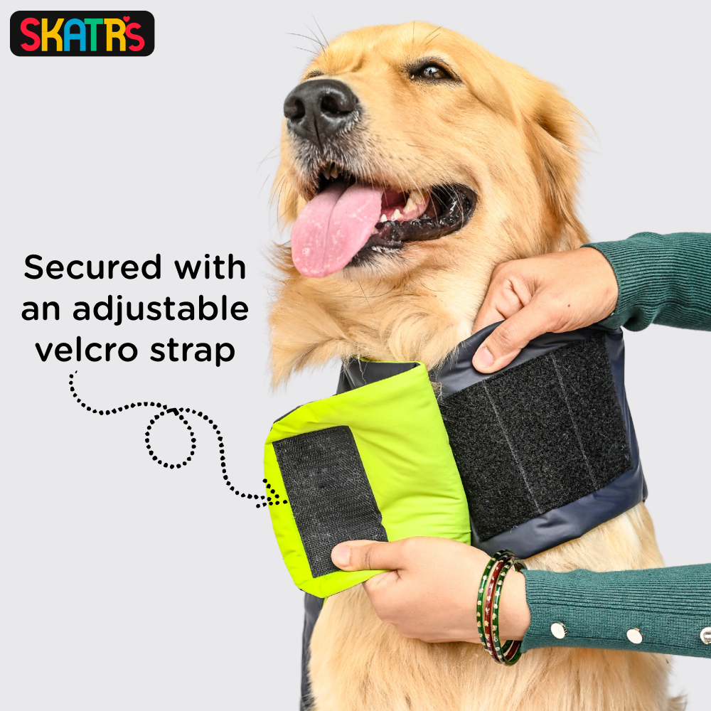 Skatrs Midnight Blue Puffer Reversible Jacket for Dogs and Cats | With Adjustable Baby Velcro image 6